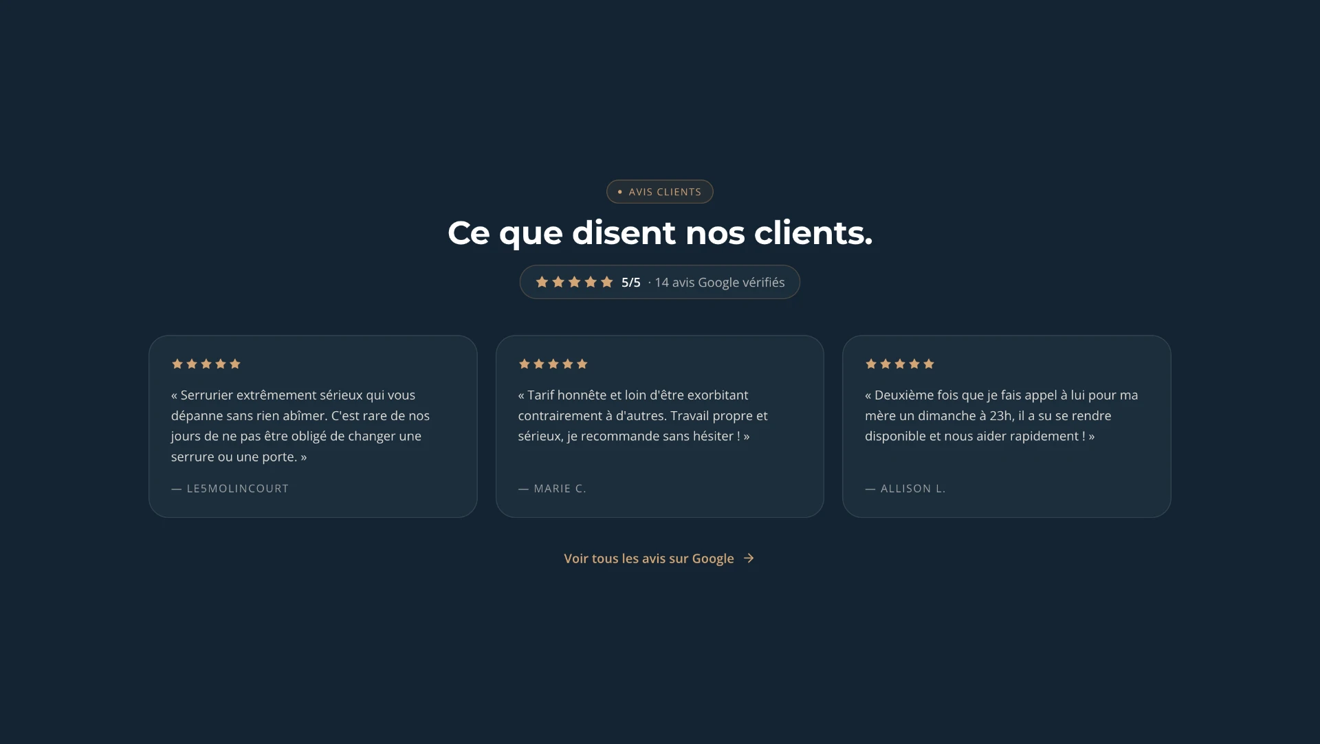 Exemple de site réalisé — Serrurerie