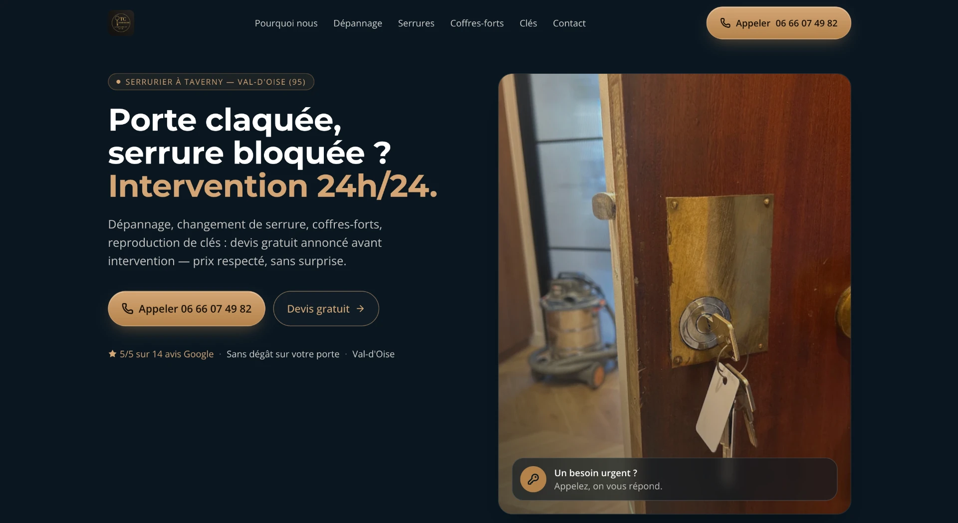 Exemple de site réalisé — Serrurerie
